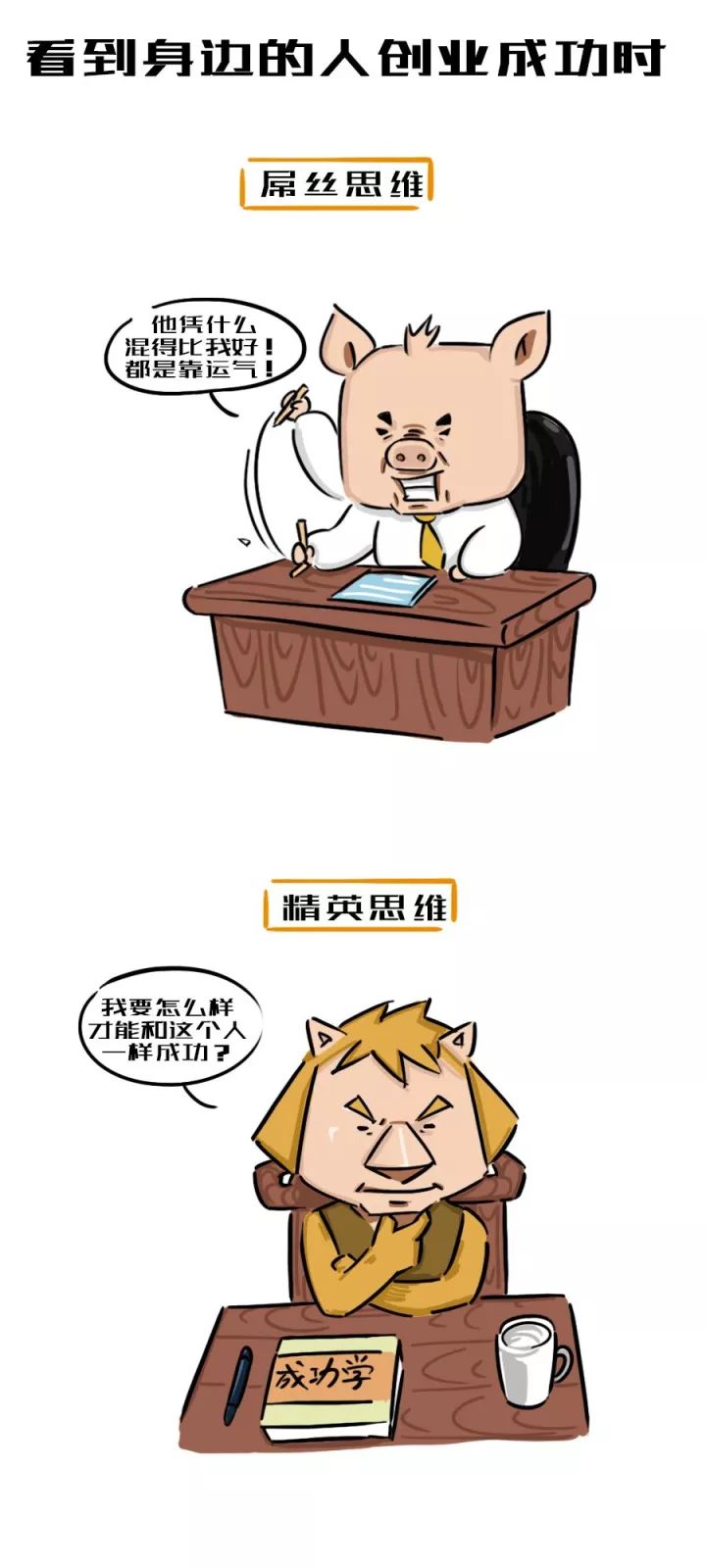 一張圖看懂創業路上的屌絲思維和精英思維5